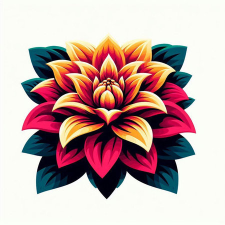 Colorful dahlia flower isolated on white background. Vector illustration.のイラスト素材