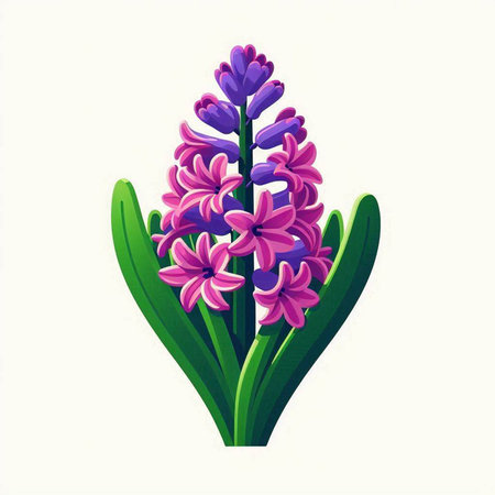 Pink hyacinth flower isolated on white background. Vector illustration.のイラスト素材