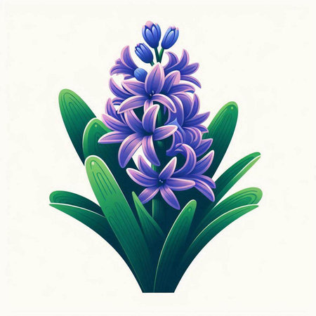 Colorful hyacinth flowers on white background. Vector illustration.のイラスト素材