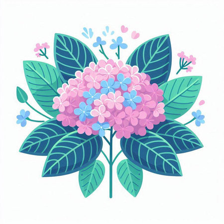 Beautiful hydrangea flowers on white background. Vector illustration.のイラスト素材