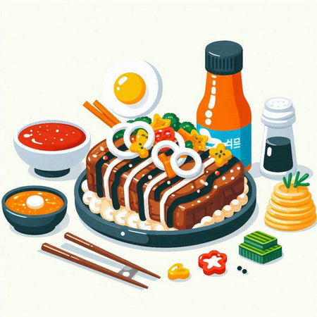 Illustration of Japanese food. Vector illustration of a japanese food.のイラスト素材