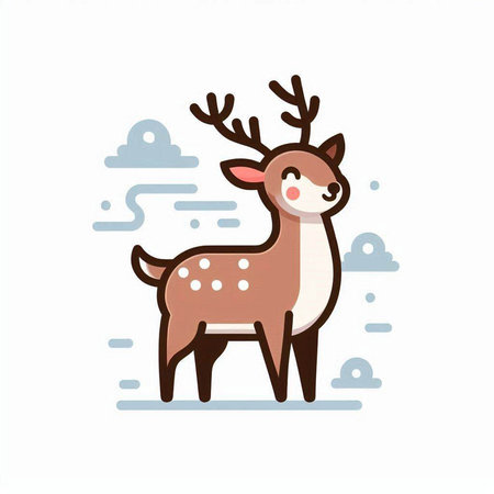 Cute deer. Vector illustration in cartoon style. Isolated on white background.のイラスト素材