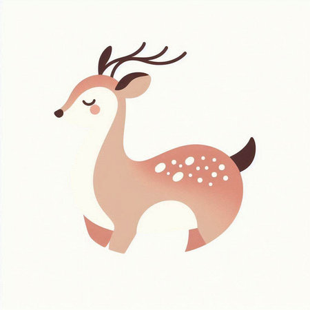 Illustration of a cute reindeer isolated on a white backgroundのイラスト素材
