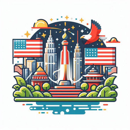 Vector illustration of United states of America. Travel and tourism concept.のイラスト素材