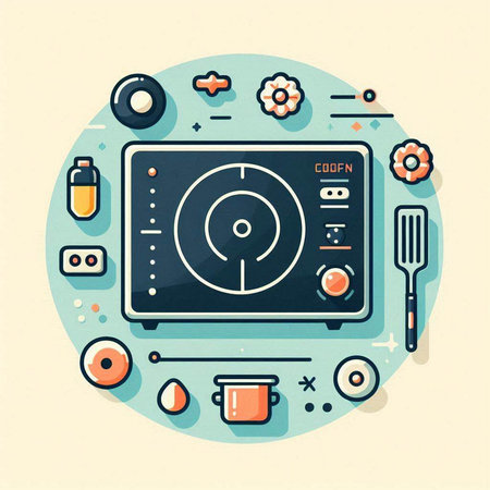 Vector illustration of modern flat design kitchen appliances and utensils.のイラスト素材