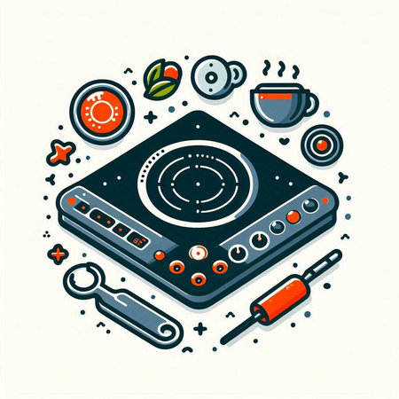 Dj turntable. Vector illustration in a linear style.のイラスト素材