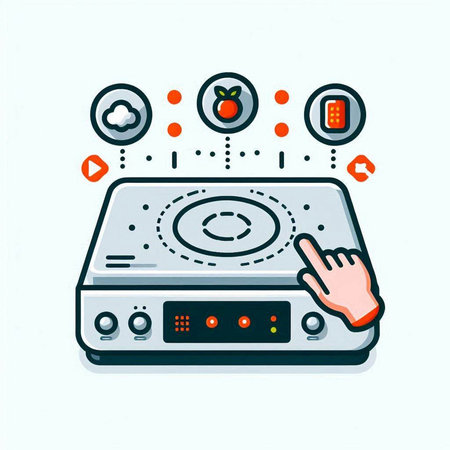 Vector illustration of modern music player with media player in doodle styleのイラスト素材