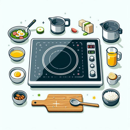 Cooking concept with kitchen equipment and utensils isolated vector illustrationのイラスト素材