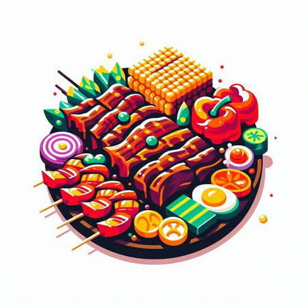 Sushi on a white background. Vector illustration in cartoon style.のイラスト素材