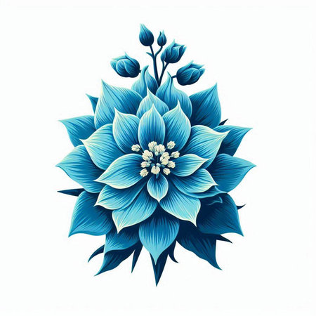 Blue dahlia flower isolated on white background. Vector illustration.のイラスト素材