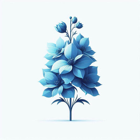 Blue flowers in the form of a Christmas tree. Vector illustration.のイラスト素材