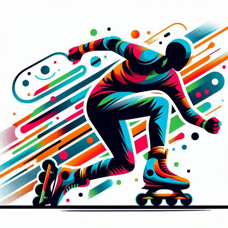 Roller skater on a colorful background. Vector illustration for your designのイラスト素材