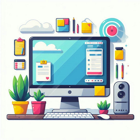 Flat design modern vector illustration concept of software development, software development, web design, programming and coding.のイラスト素材