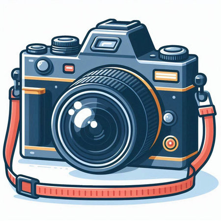 Retro camera, vector illustration, isolated on a white background.のイラスト素材