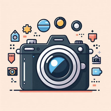Digital camera on the white background. Vector illustration. Eps 10.のイラスト素材
