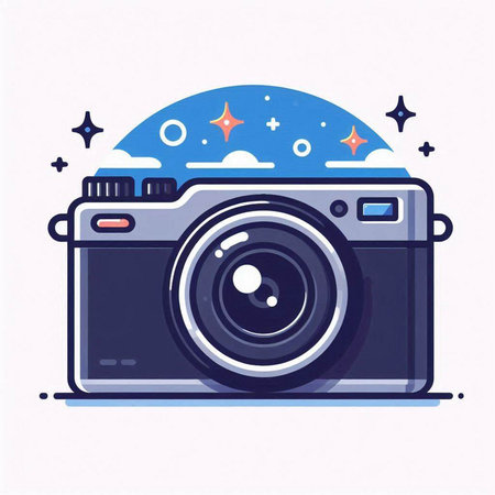 Photography concept. Vector illustration in flat linear style. Camera icon.のイラスト素材