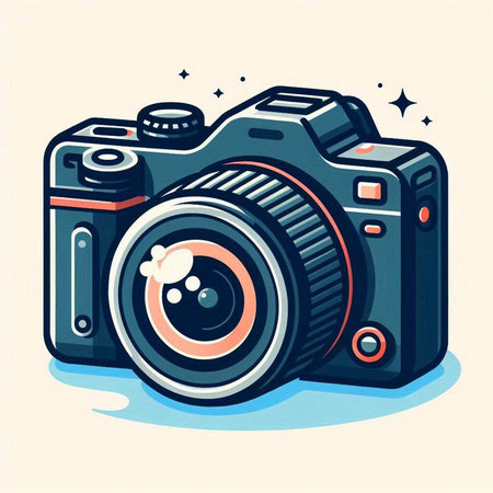Vector illustration of a retro camera on a light background. Isolated object.のイラスト素材