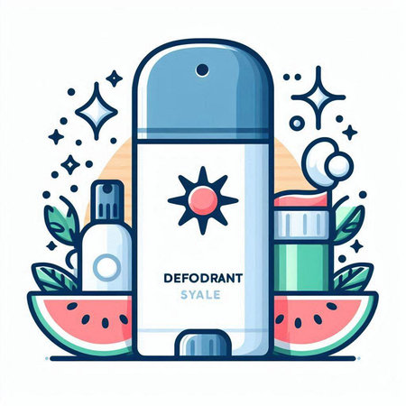 Vector illustration of deodorant in doodle style on white background.のイラスト素材