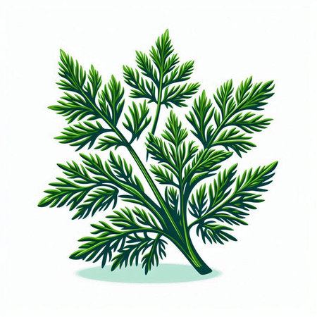 Fresh green dill leaves isolated on white background. Vector illustration.のイラスト素材