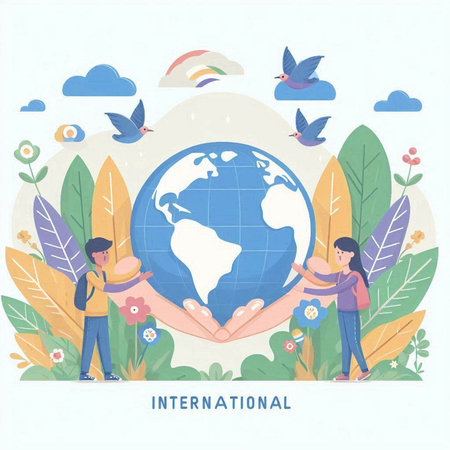 International Day of Peace Concept. Flat Design Vector Illustration of World Environment Day.のイラスト素材