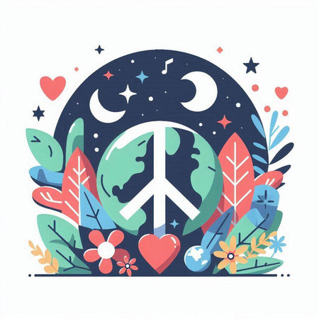 Vector illustration of World Peace Day in flat style. World Peace Dayのイラスト素材