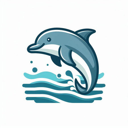 Dolphin jumping out of the water. Vector illustration on white background.のイラスト素材