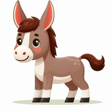 Cartoon donkey isolated on white background. Vector illustration. Eps 10のイラスト素材