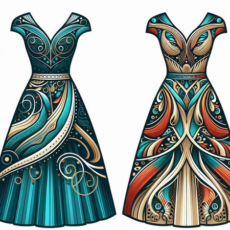 Fashion design dress for women. Hand drawn illustration. Vector.のイラスト素材