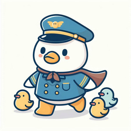 Snowman with ducklings vector illustration. Cute cartoon character.のイラスト素材