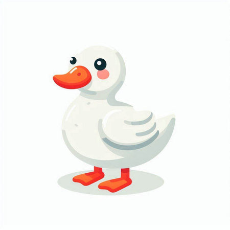 Duck cartoon isolated on white background. Cute vector illustration.のイラスト素材