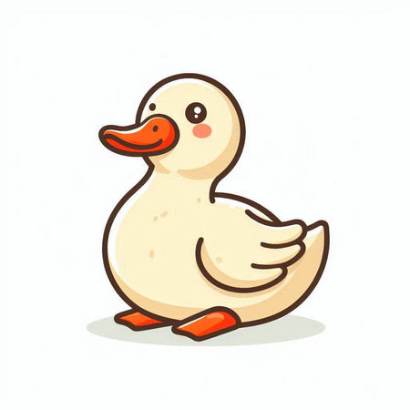 Cute duck isolated on white background. Vector illustration in cartoon style.のイラスト素材