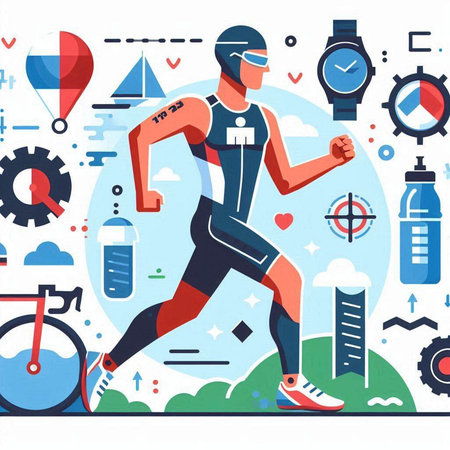 Running man in sportswear, vector illustration. Healthy lifestyle.のイラスト素材