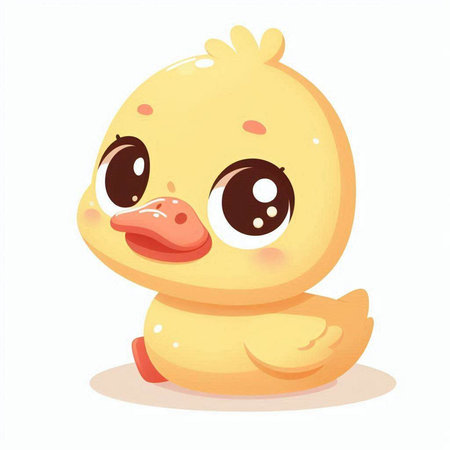 Cute cartoon duckling. Vector illustration isolated on white background.のイラスト素材