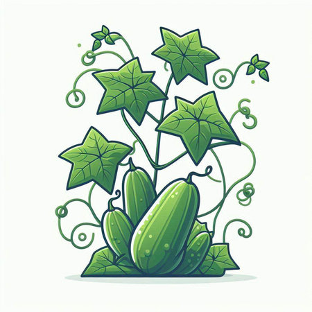 Cucumber plant isolated on white background. Cucumber vector illustration.のイラスト素材