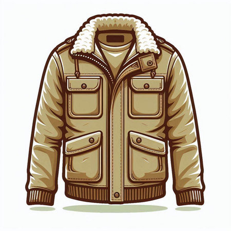 Vector illustration of winter jacket. Winter clothes collection. Fashion and clothing.のイラスト素材