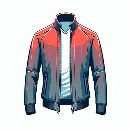 Vector illustration of men's winter jacket. Jacket with hood and zipper.のイラスト素材