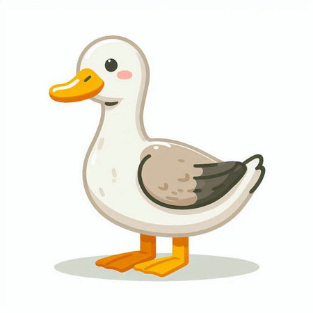 Duck isolated on white background. Cartoon style. Vector illustration.のイラスト素材