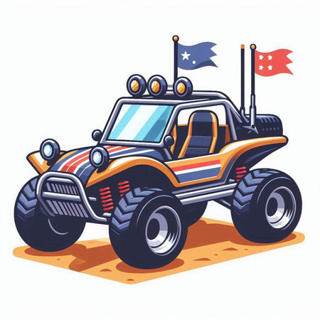 Vector illustration of a cartoon monster truck isolated on a white background.のイラスト素材