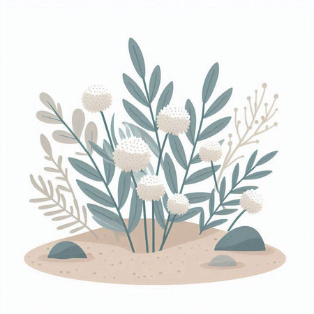 Flower in the desert. Vector illustration in flat cartoon style.のイラスト素材