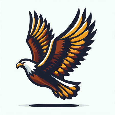 Eagle with wings spread isolated on white background. Vector illustration.のイラスト素材