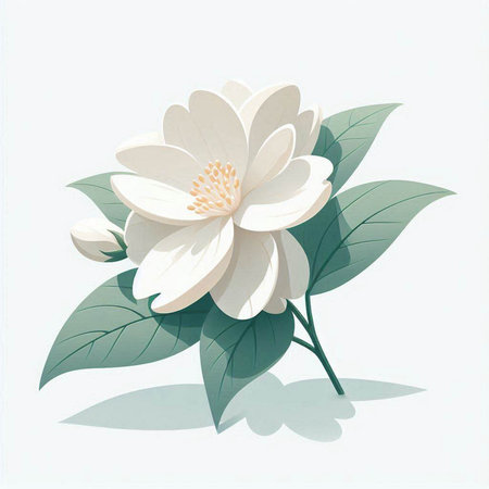 White jasmine flower on a white background. Illustration.のイラスト素材