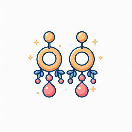 Cute earrings. Hand drawn vector illustration in cartoon style.のイラスト素材