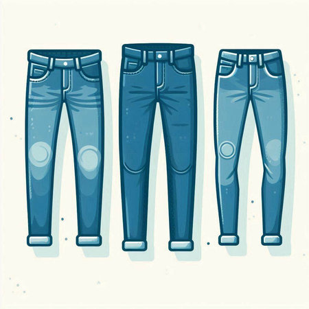 Vector illustration of blue jeans on a white background. Jeans setのイラスト素材
