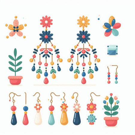Set of hand drawn decorative elements. Vector illustration in flat style.のイラスト素材