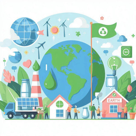 Save the planet. Save the Earth concept. Flat design vector illustration.のイラスト素材