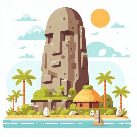 Landscape with a castle on the hill. Vector illustration in flat styleのイラスト素材