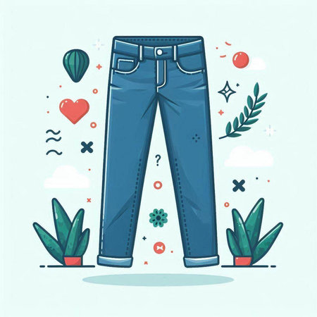 Jeans. Vector illustration in flat cartoon style. Jeans design.のイラスト素材