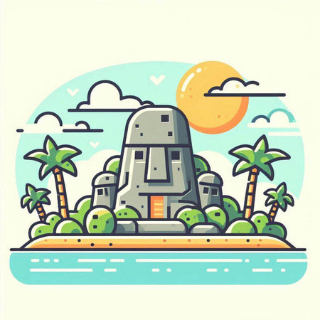 Vector illustration of a sand castle on the beach in flat style.のイラスト素材