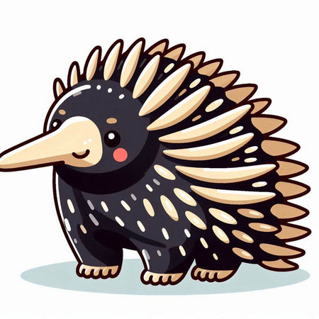 Illustration of a cute echidna isolated on a white backgroundのイラスト素材