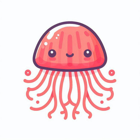Cute cartoon jellyfish isolated on white background. Vector illustration.のイラスト素材